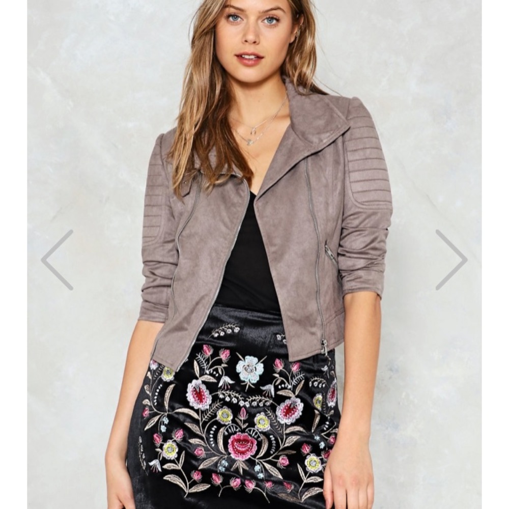 NEW Taupe Suede Moto Jacket size small